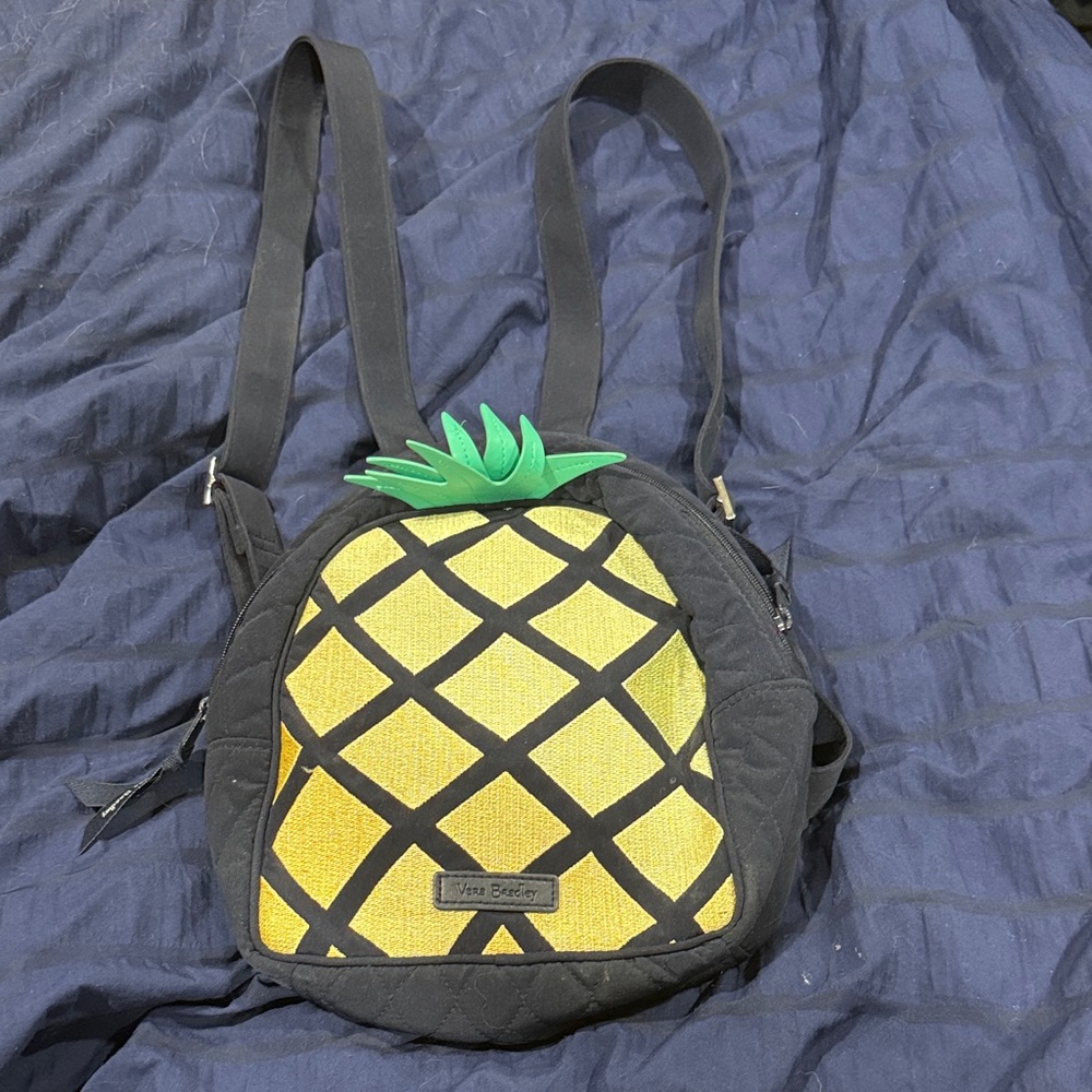 Vera Bradley Pineapple Backpack - Black, Yellow, and Green